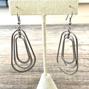 Silver Multi Hoop Dangle Earrings